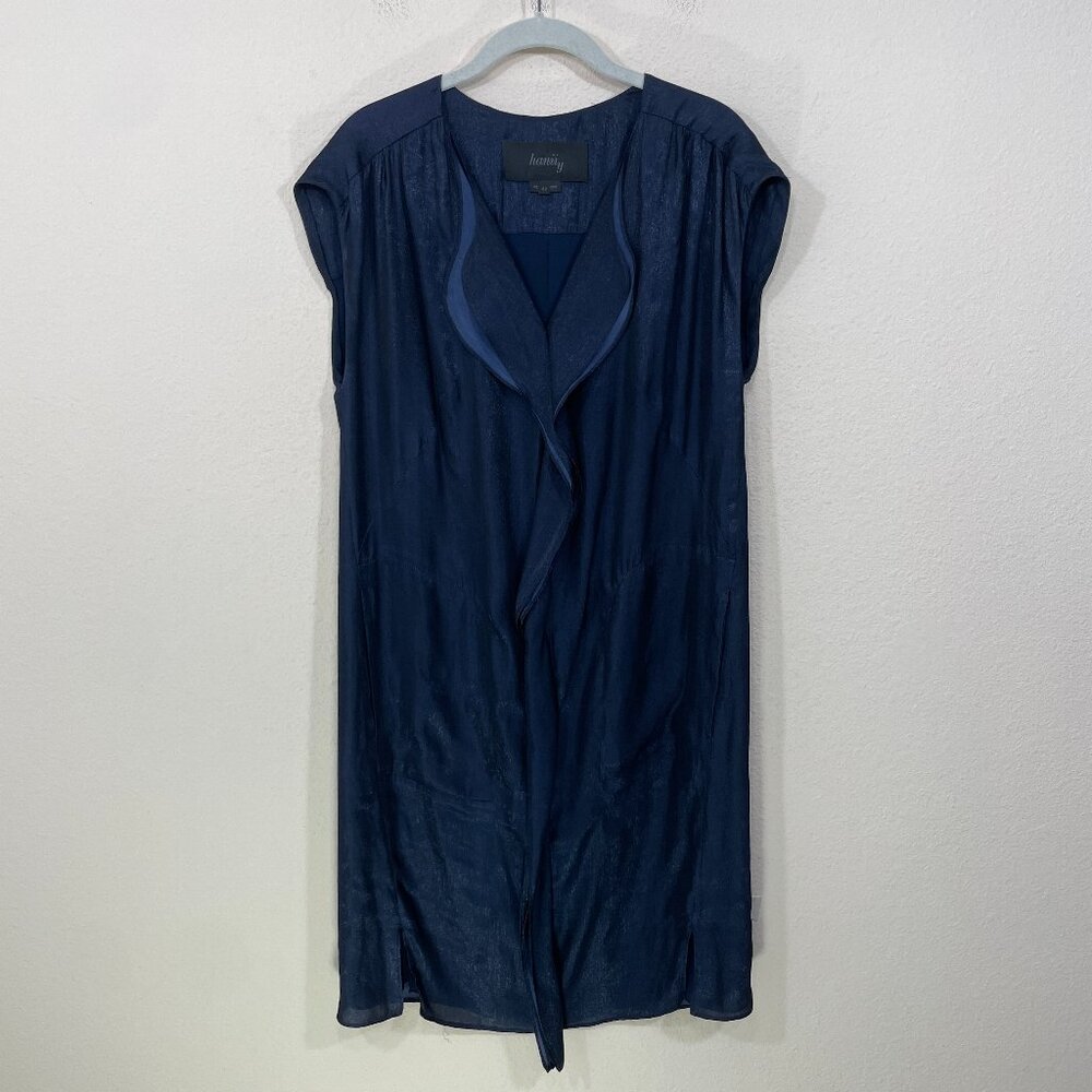 Hanii‎ Y Dress Size 42 (US 6)  Navy Blue Shift Knee Length Sleeveless Pockets